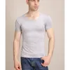 Men's O-Neck T-Shirt High quality Modal elastic Short Sleeve Solid Color Muscle Fit T Shirt Men Top Tees size