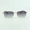 Vente en gros d'usine de lunettes de soleil sans monture 3524012-A1 motif de coque original cornes noires lunettes unisexes de haute qualité 5A