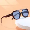 Sunglasses Vintage Square For Women Men Thick Frame Double Bridges Eyewear Female Fashion Chic Polygon Sun Glasses Leopard Tea