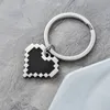 Svart mosaik hjärta pixel persika hjärta rostfritt stål nyckelring kärlek väska nyckelring graverad 1224440