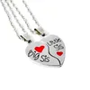 Pendant Necklaces Cute Big Little Sis Sisters Broken Red Heart Necklace Pendants Set For 2 Family Love Girls Friends Year Gift