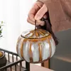 Storage Bottles Chinese Ceramic Pumpkin Candy Jar With Lid Sealed Tea Can Vertical Grain Box Home Nut Coffee Bean Powder Bottle