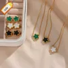 Non Tarnish Acrylic Flower Pendant Necklace Stainless Steel Gold Plated Pendant Necklace Stud Earring Jewelry Set 2021