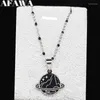 Pendant Necklaces Earth Stainless Steel Small Necklace Black Enamel & Pendants Christmas Gift Jewelry Gargantillas Cortas Mujer Moda