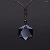 Pendant Necklaces Black Obsidian Necklace For Women Men Hexagram Shape Stone Quartz Sweater Chain DIY Orgone Crystal Amulet Jewelry