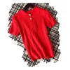 SSデザイナーファッションレディースTシャツニット半袖セーターレターJACQUARD g快適な薄い品質デザイン女性TシャツトップポロサイズS-L