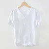 Heren T Shirts L998 Linnen Premium T-shirts Heren Zomer Mode Chinese Stijl Vintage Effen Kleur Korte Mouw Tees Eenvoudig Ademend
