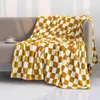 Cobertores Swaddling Checkerboard Lattice Throw Blanket Azul Amarelo Padrão Verde para Crianças Meninos Meninas Presente de Aniversário para Cama Sofá Cobertor Macio 230603