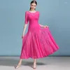 Stage Wear Lady Middle Rleeves Red Standard Woman Ballroom Dance Competition Suit Waltz Modern Tango Dress For Kobiet