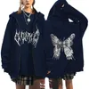 Men's Jackets Hip Hop Funny Butterfly Printed Y2K Gothic Streetwear Couple Mens Women Hoody Coats Zip Hoodies Sweatshirts Oversized