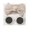 Hair Accessories Children Girl Jacquard Bow Headband & Sunglasses Beach-Pography Props Eyewear