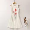 European and American women's clothes 2023 summer new Sleeveless stand collar embroidery Fashion Vest Dress