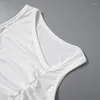 Women's Tanks White Sleeveless Pleated Tube Top Club For Women 2023 Summer Bodycon Elastic Tank Casual Fashion Tees Backless