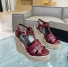 Luxe Merk Wiggen Sandalen Sandaal Hoge Hakken Schoenen Eerbetoon Wedge Espadrille Hakken Vrouwen Sandaal Luxe Ontwerp Vrouw Bruiloft Jurk Pomp