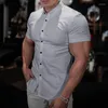 T-shirts pour hommes Chemise à revers à manches courtes pour hommes Stretch Mince Couleur unie Sports Loisirs Cardigan Affaires Sans repassage Mode Vêtements