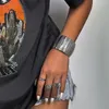 Bracelet exagéré large bande verticale incurvée en métal bracelets de manchette ouverts pour les femmes Punk rétro gros bracelets africains Bracelet bijoux à la main