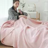 Blankets Swaddling Cotton Gauze Muslin Throw Blanket for Sofa Bed Summer Air Conditioning Bedspread Kids Adults Bedding Coverlet 230603