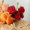 Decorative Flowers Fall Burnt Roses High Quality Artificial Decorations For Home Wedding Table Faux Garden Autumn Decoration