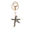 Diamond-encrusted Ocean Creative Alloy Bag Keychain Starfish Brooch Keychain Dual-use Car Pendant 1223610