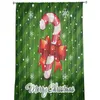 Cortina Merry Christams Candy Tule Cortinas Para Sala De Estar Quarto Cozinha Decoração Chiffon Sheer Voile Janela Cortina Personalizada