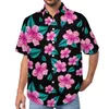 Camisas casuais masculinas Aquarela Flor Azul Meia-Noite Roxo Floral Camisa de Férias Havaí Blusas Elegantes Estampa Masculina Tamanho Grande