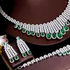 Серьги ожерелья устанавливают 4pcs свадебную цирконию для женщин.Изумруды.Лучшее роскошное качество. Luxury Dubai Nigeria CZ Crystal Wedding