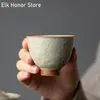 Teaware 2 pc/set 70ml retro mel esmalte arte cerâmica xícara de chá em relevo emaranhado lótus pequeno mestre copo doméstico kung fu chá drinkware ferramenta