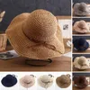 Brede Rand Hoeden Vrouwen Strooien Hoed Decoratieve Strand Cap Tuinieren Zonnescherm Dame Zomer