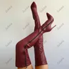 Sukeia New Arrival Women Winter Thigh Boots Sexy Thin Heels Pointed Toe Red Fuchsia Party Shoes Ladies US Size 5-15