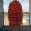 Brésilien gingembre bouclés dentelle avant perruques de cheveux humains pour les femmes lâche vague profonde perruque rouge bordeaux perruques couleur perruque synthétique pré plumé