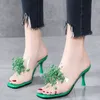 Size34-42 grandes chaussures pour femmes 41 larges pieds gras nouvelle mode tête carrée perle transparente sexy tout avec des pantoufles à talons fins