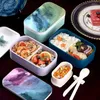 Geschirr-Sets, Büroangestellter mit Lunchbox, tragbare Mikrowelle, Bento im japanischen Stil, getrennte Aufbewahrung, Isolierung, beheizt