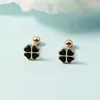 Charm New Sterling Silver Orecchini per le donne Trendy Black Flower Lucky Ear Studs Gioielli Ragazza Regali di San Valentino R230605