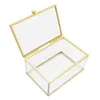 Декоративные цветы стеклянная ювелирная коробка для настольного посадки геометрический дизайн кольца серьги с серьгами металлическая рама творческое хранилище для свадебного подарка на день рождения