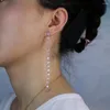 Boucles d'oreilles à tige or rose et argent couleur gland goutte longue CZ gouttelette balancent enfileur pour les femmes 110mm