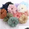 Hårtillbehör Lady Chiffon Scrunchies Women Girl Solid Elastic Bands Hairs Rope Ponytail Holder Story Intestine Sports Dance Scru Dhqze