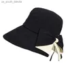 Summer Hat For Women Panama hats Female Fisherman Hat With Bow Trend Ladies Bucket Hats Sunshade Breathable Sun Caps for Women L230523