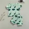 Kläder sätter baby sommar tollder nyfödda spädbarn pojkar flickor tecknad djur tryck kort ärm t-shirts och shorts avslappnade kläder