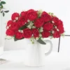 Fleurs décoratives Artificielle Pivoine Soie Faux Petit Bouquet DIY Décoration Rose Faux Pour Mariage Décor 27 Cm 5 Couleurs