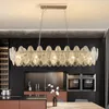 Chandeliers Rectangle Crystal Chandelier Light For Dining Living Room Wire Suspension Luminaire Gold Home Decor Luxury Glass Bar