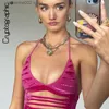 Dames Tanks Camis Cryptographic Y2K Zomer Ripped Sexy Cut Out Crop Tops voor Vrouwen Club Party Sexy Mouwloze Halter Top Tees Fairycore Streetwear T230605