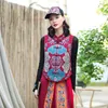 Ethnic Clothing 2023 Flower Embroidery Qipao Women Vintage Elegant Vest Coat Loose Waist Chinese Tang Suit Sleeveless Jacket Waistcoat