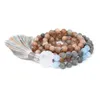 Collane con ciondolo 8mm Sunstone Labradorite Mala Collana 108 Perline Gioielli spirituali annodati Collare nappa Q-uartz grezzo