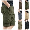 Men's Shorts Summer Military Long Length Cargo Men Casual Cotton Multi Pocket Breech Tactical Army Green Pants Cropped Trousers