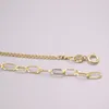 Chains AU750 Pure 18K Yellow Gold Necklace Hollow Square Curb Link Chain 4.2g / 18inch For Women Gift
