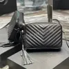 Torba kamery mini mini w pikowanym ziarnistym poudre wytłoczona skórzana zamsz gładki odłączany frędzle prawdziwy projektant crossbody luksusowe torby na ramię