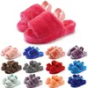 wholesale Lady Slide slippers cute Women womens plush hairy beautiful Black Red Blue Yellow Pink grey Girl warm Shoes 36-41