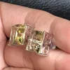 Stud Küpe Citrine Studs Doğal Brezilya Köken Taşları Kadın Fine