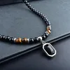 Pendant Necklaces 2023 Collar Non-Fading Stainless Steel Necklace Men's Natural Tiger Eye Beads Jewelry