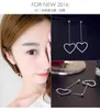Charm New Fashion Sterling Silver Long Tassel Ear Line Luxury Stud Earrings for Women Heart Lover örhängen R230605